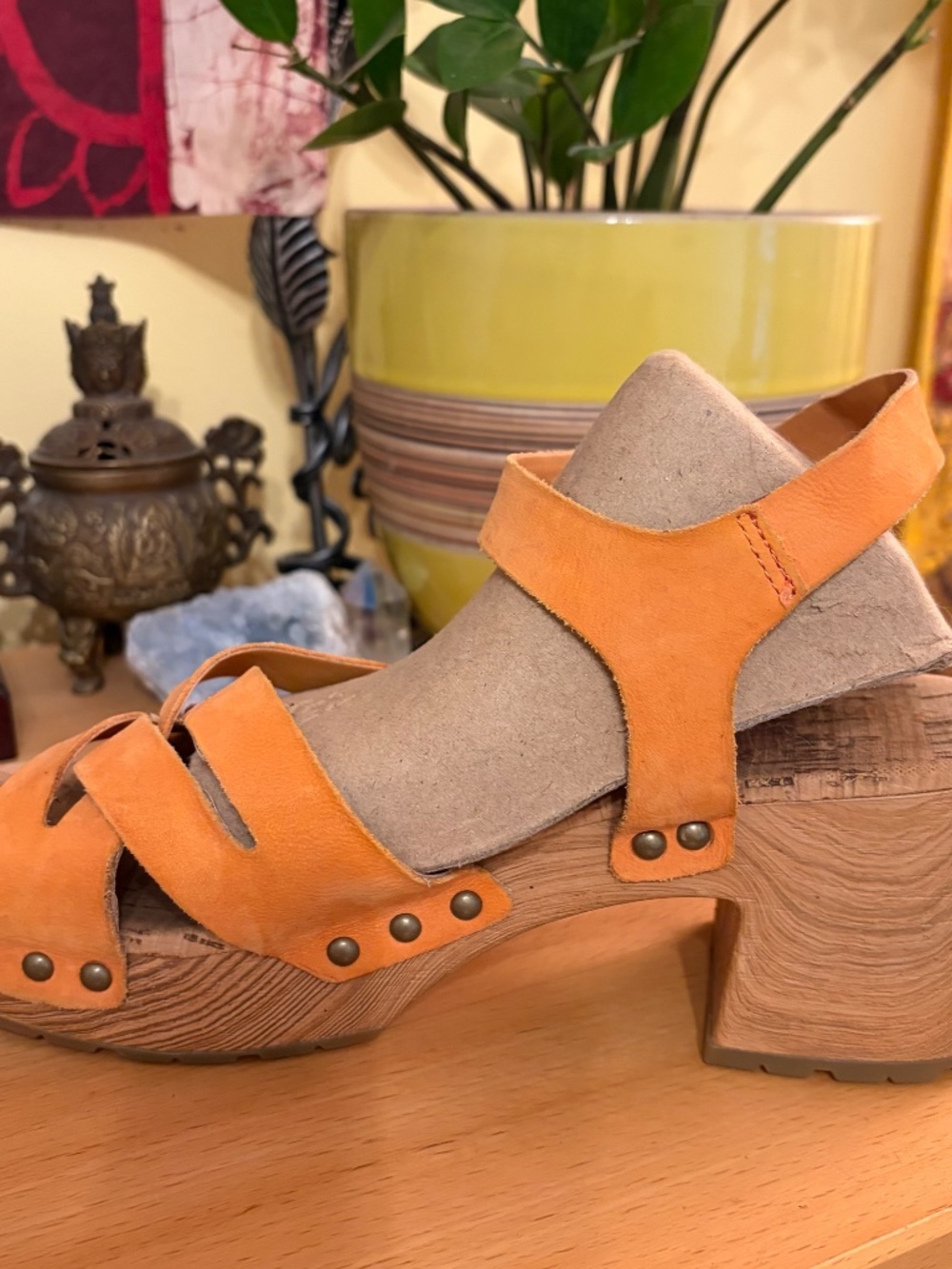 Kork Ease Tia Orange Woven Leather Block Heel Platform Sandals Size 9 M Boho - Picture 7 of 11